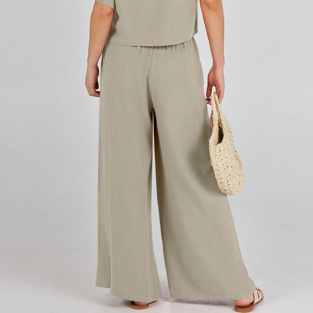 Women’s Summer Casual  Wide Leg Pants With Pocket