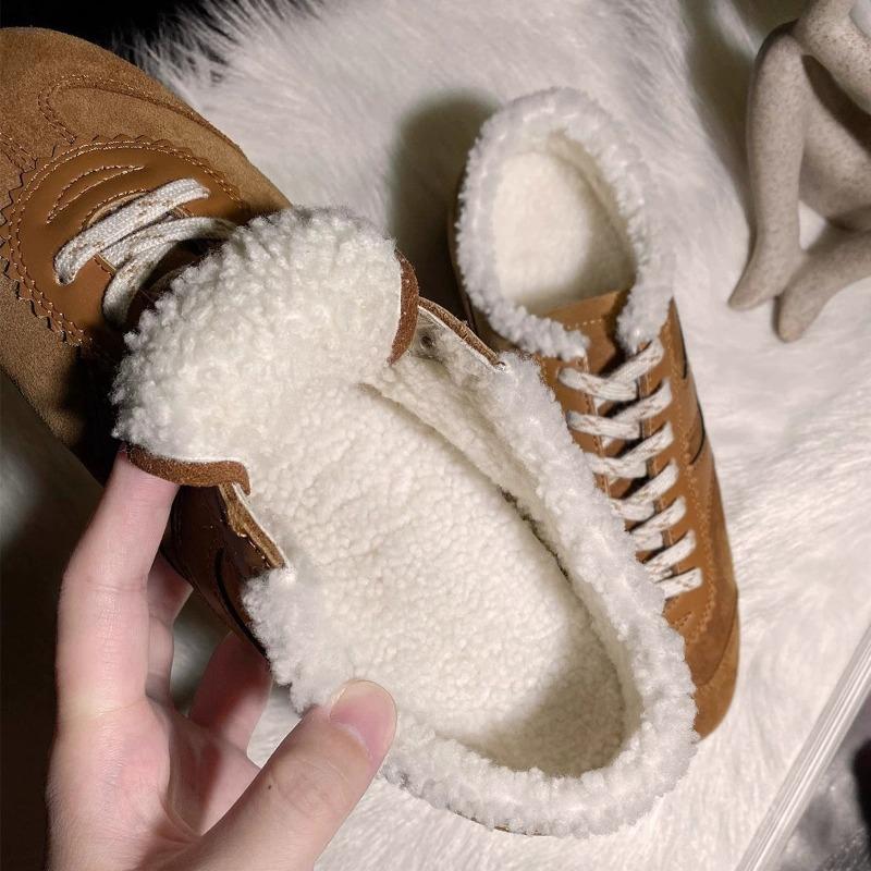 4cm small inner height increase brown retro women's new autumn and winter velvet casual sports board shoes