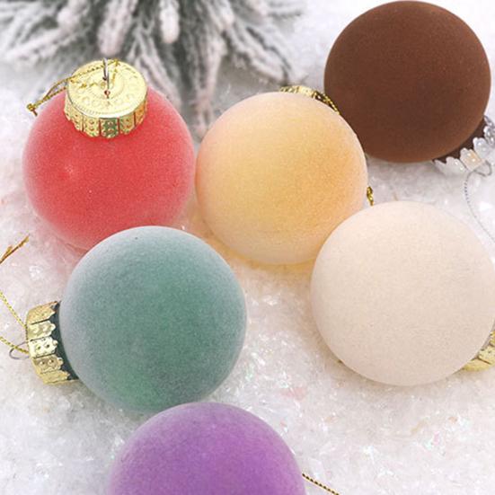 12Pcs 2.4 Inches Velvet Christmas Ball Ornaments Flocked Shatterproof Decorative Balls