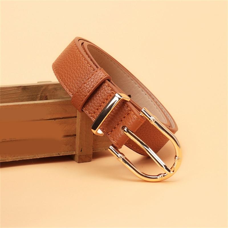 Women's Fashion Belt Bamboo Clasp Design Sash Adjustable Faux Leather Waist Strap for Casual and Formal Outfits