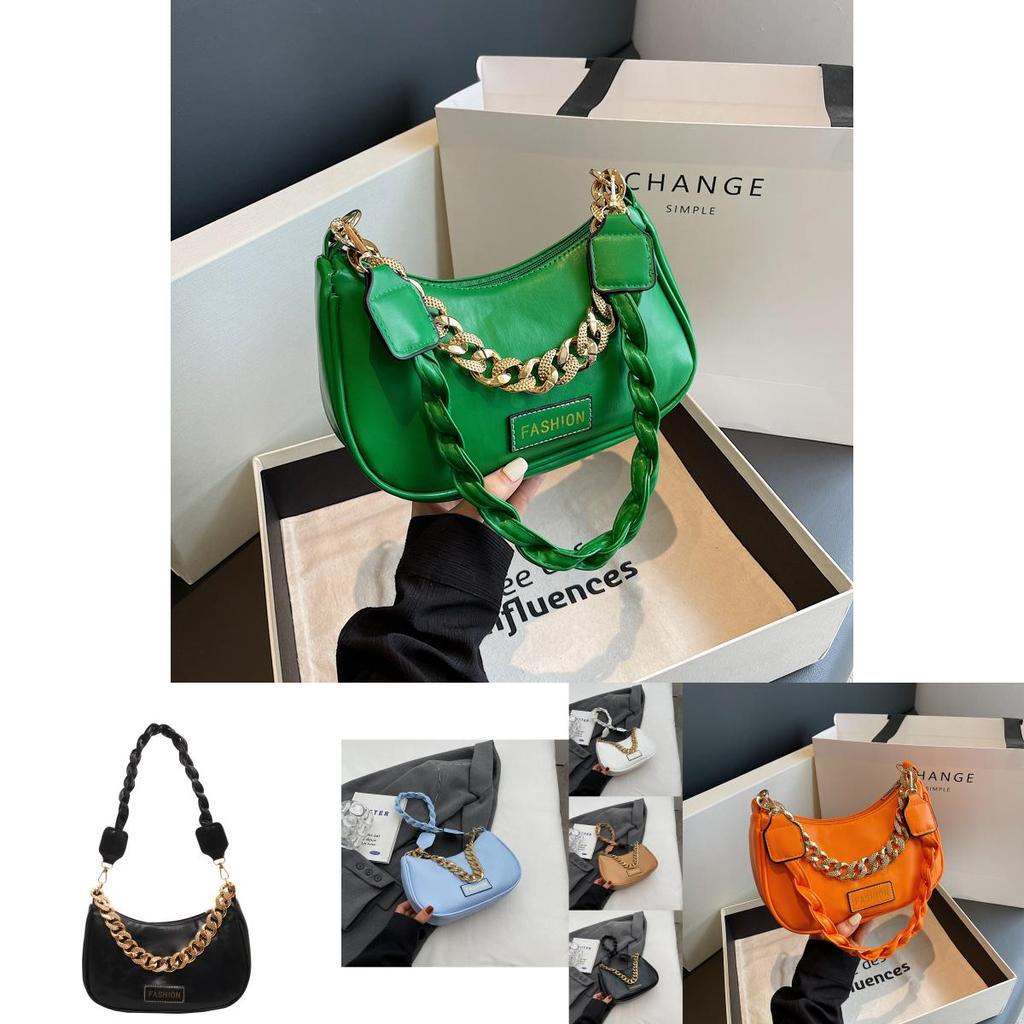 Chic Small Pu Leather Women's Chain Shoulder Bag With Zipper Closure For Everyday Style