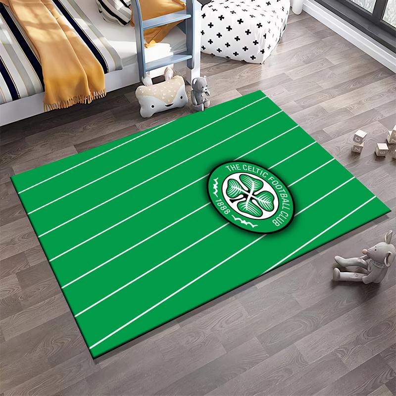 Celtic Football Club Teppich mit grünen Streifen Rutschfester Teppich geeignet für Wohnzimmer- und Schlafzimmer-Sofas.