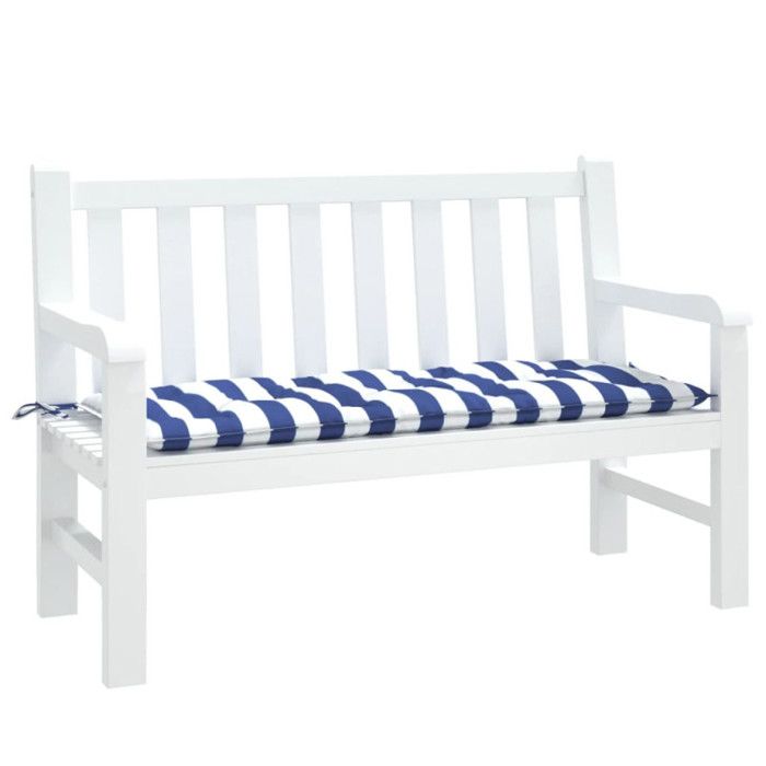 VidaXL Coussin de banc de jardin rayures bleues et blanches 120x50x7cm 361595