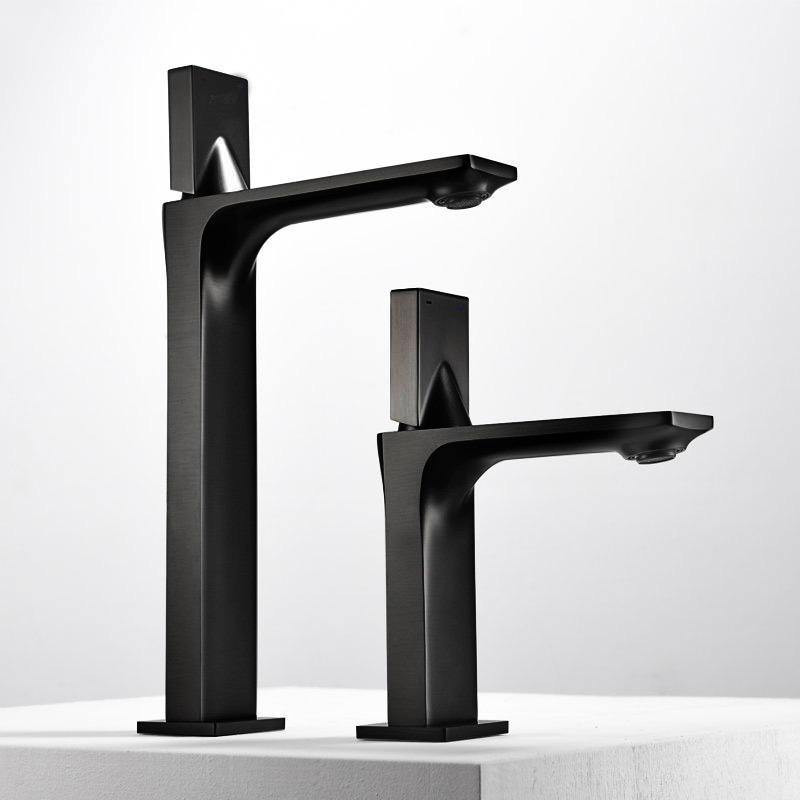 Black Brass Bathroom Tap Hot&Cold Water Mixer Vanity Basin Faucet Deck Mounted Washbasin Taps Single Handle Crane Gun Grey