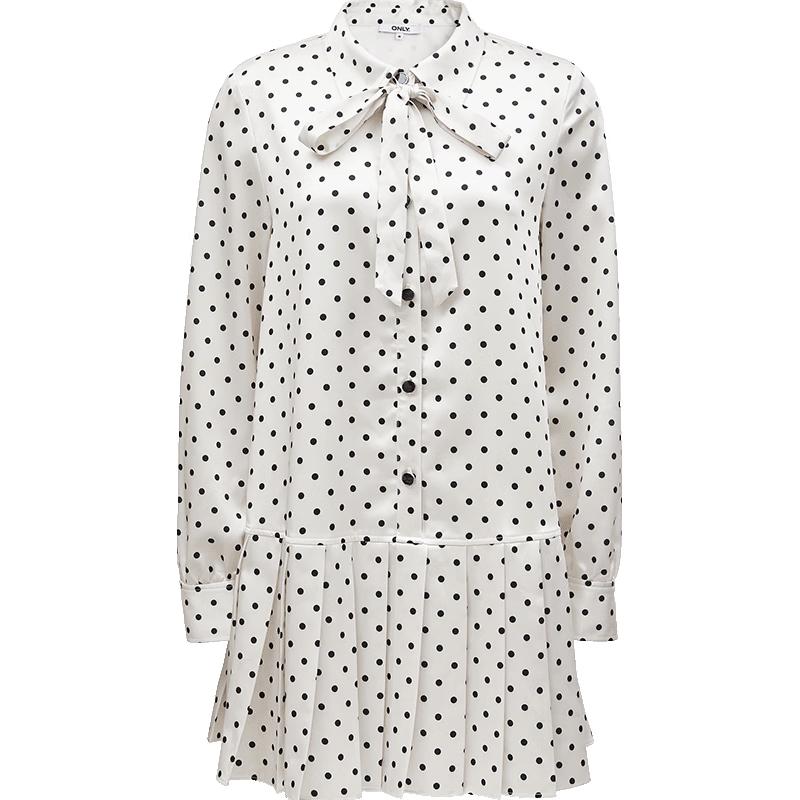 

ONLY 2024 Autumn Elegant Draped Polka Dot Short Shirt Dress M
