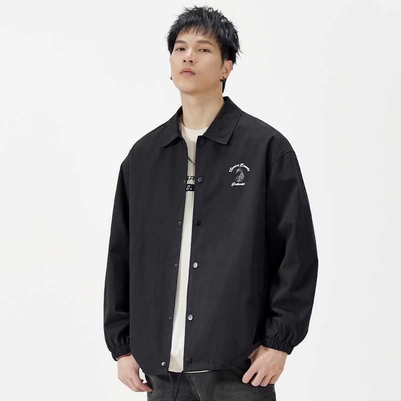 Printed American Black Casual Coat Men'S Loose Large Size Top High Street Flight Jacket Trendy Brand