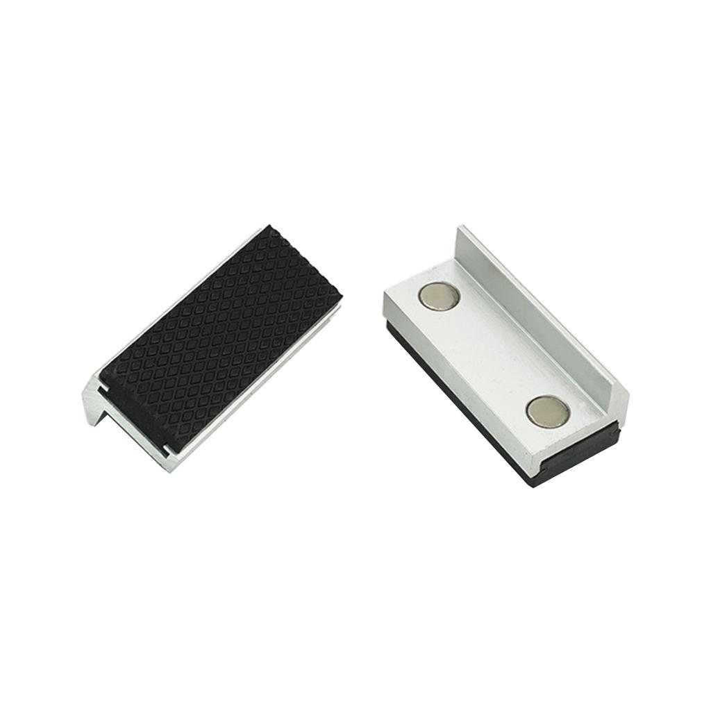 2Pcs Vise Jaw Pad Soft Magnetic Vise Jaw Pad Aluminum Multipurpose Jaw Protectors Metal Clamps Jaw Flat Cover Silver Jaw