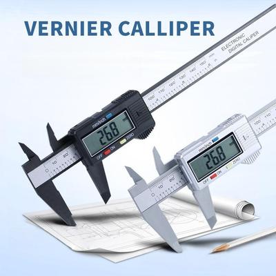 Calibrador Vernier Digital Electrónico de Fibra de Carbono de 6 Pulgadas con Pantalla LCD y Estuche Rango de Medición 0-150mm Herramienta de Medición Calibrador Vernier