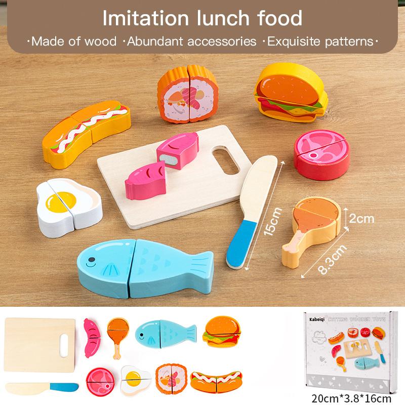 Simulation Kitchen Pretend Toy Wooden Classic Game Montessori Educational Toy For Children Kids Gift Cutting Fruit Vegetable Set