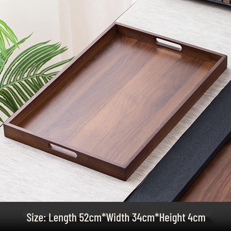 Rectangular Wooden Serving Tray with Handles 52x34cm