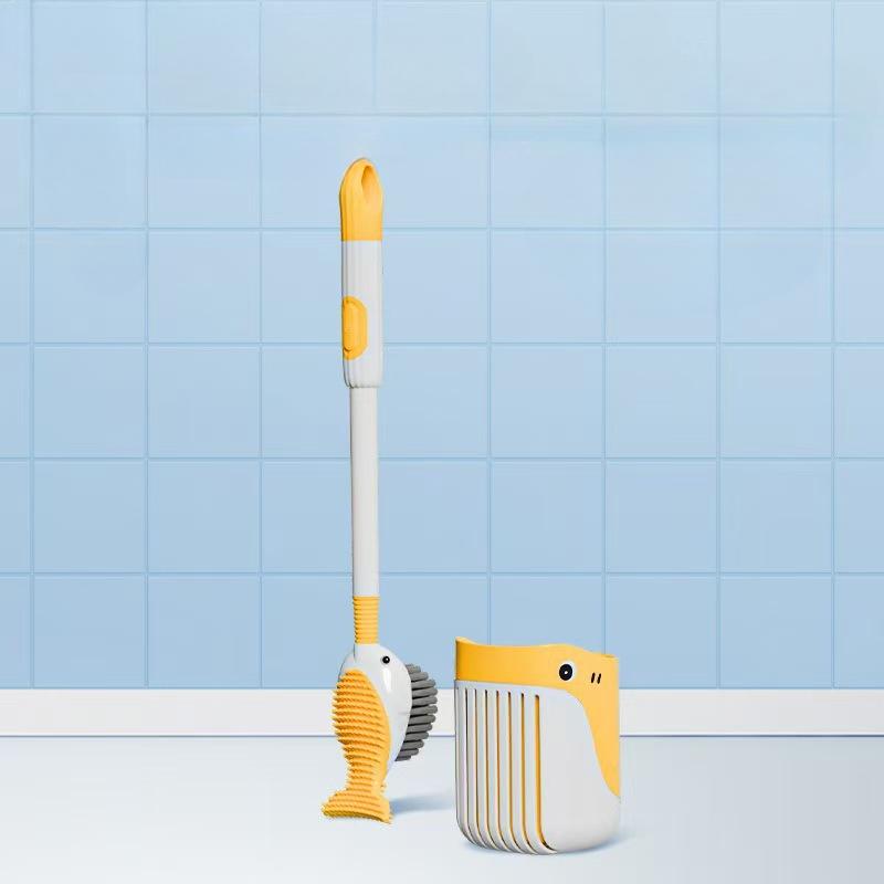 Liquid Injection Silicone Toilet Brush with Suction Cup Holder Strong Cleaning No Dead Corners