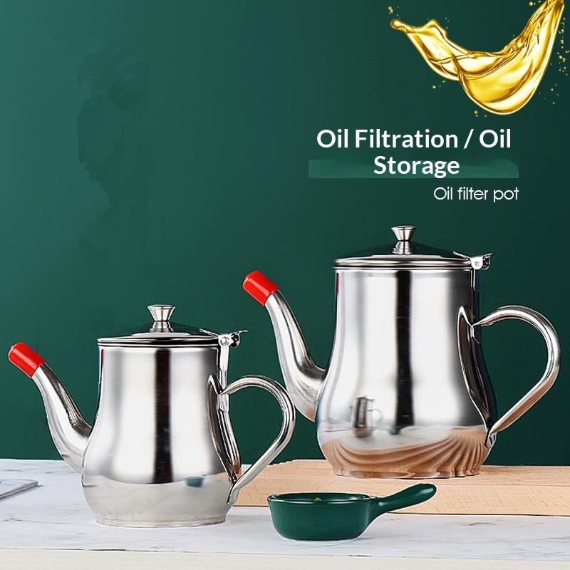 Filter Oil Pot Stainless Steel Household Leak-Proof Wine Pot Pouring Oil Bottle Seasoning Tank Kitchen Supplies Oz Pot Oil Tank