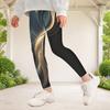 Girls Printed Full Length Fitted Yoga Leggings Black Red White Stretch Waist Pants