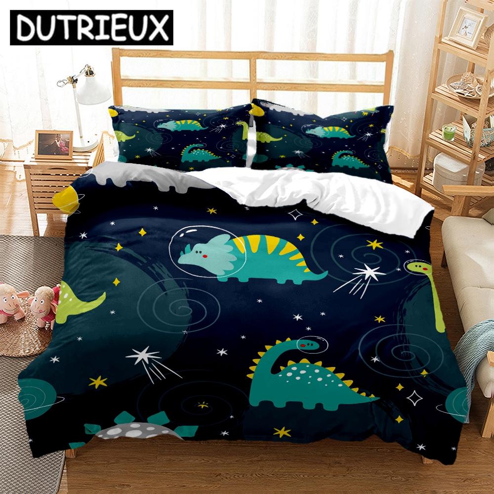 King/Double Size Hd Print Space Animals - Themed Bedding Set With Duvet Covers And Pillowcases For Children'S Beds