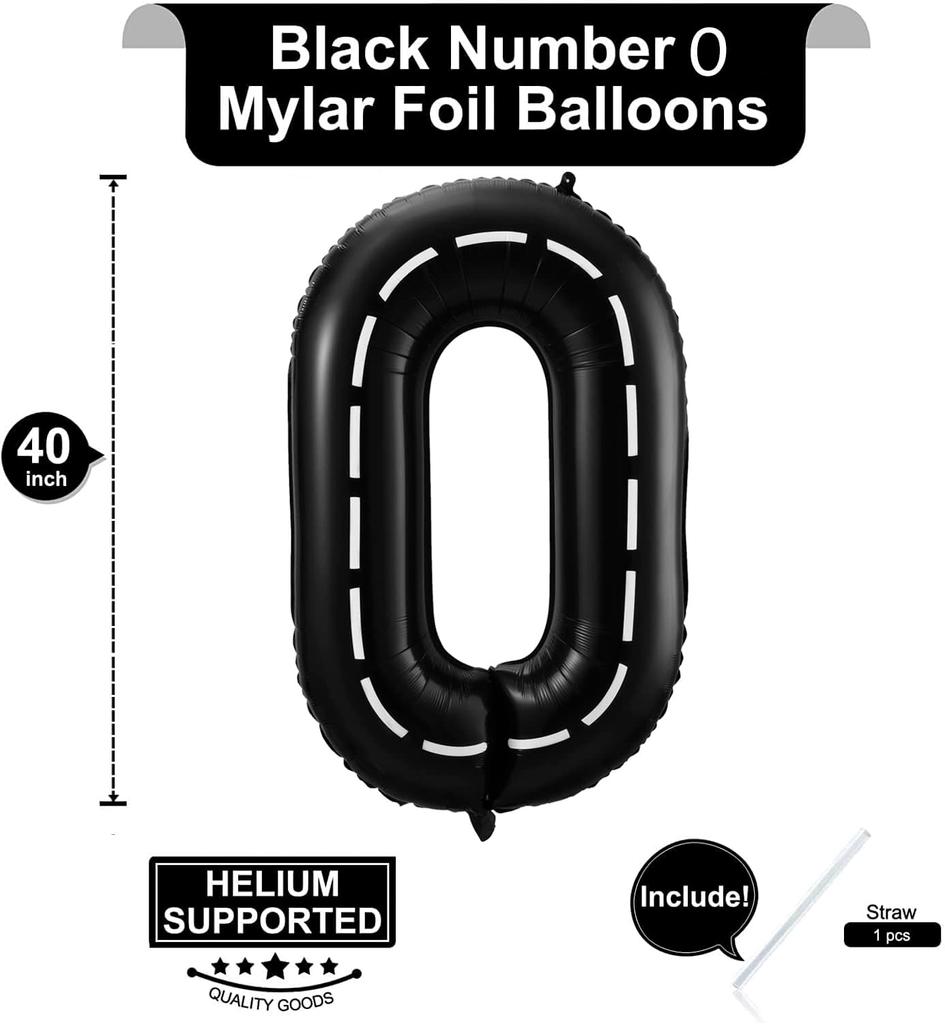 40 Inch Race Car Black Number 0-9 Birthday Party Balloons Boys 0th Birthday Party Race Car Theme Party Decorations Supplies