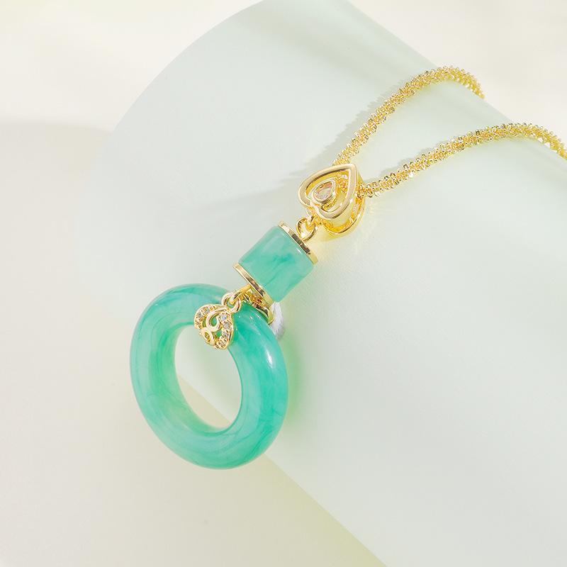 Ping An Buckle Necklace Female Chinese Style Court Retro Hetian Jade Pendant Ornament