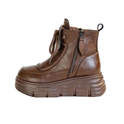 Lederstiefel Damen High Top Fce gefüttert Thi Stiefel Erhöhung Ort Stiefel Herbst Winter Mode UK Sle Runde Zehe