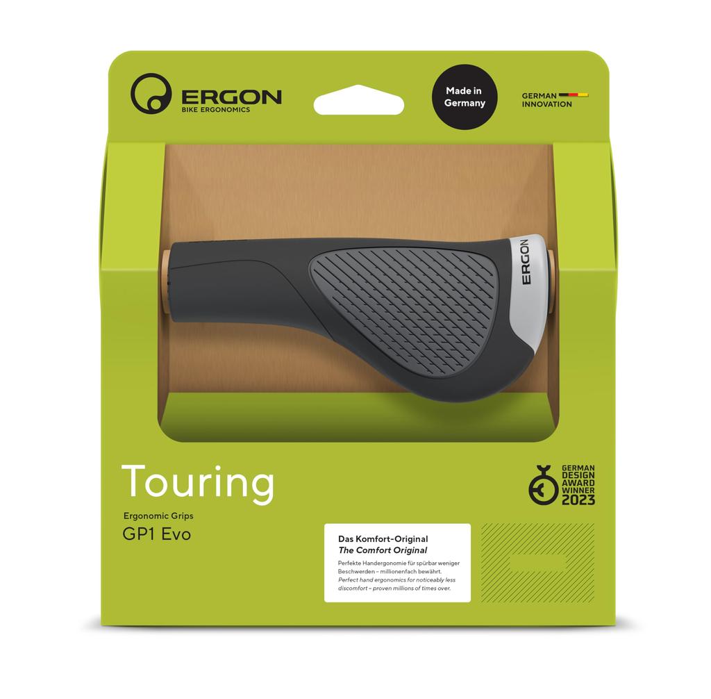 Ergon GP1_EVO Bike Grips, Pair, Large, Black, Rubber