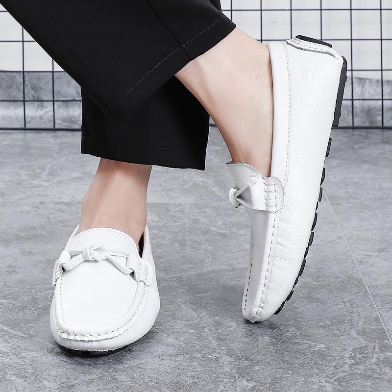 Fashion Fashion Men Casual Leather Shoes Luxury Korean Style Soft Men Loafers Shoe Handmade Men Breathable Slip On Boat Shoes Moccasins