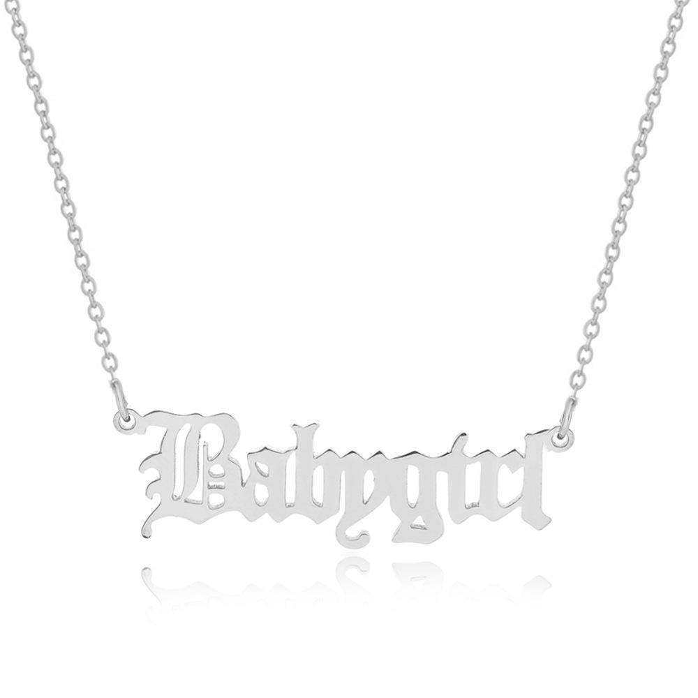 

Изящное простое ожерелье с надписью Babygirl, изготовленное из прочного сплава для повседневной носки Silver Babygirl