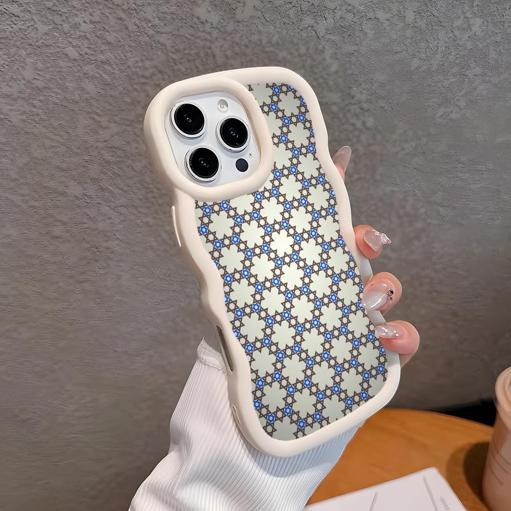 Jewish David Star Mobile Cell Phone Case for iPhone 17 16 15 14 13 12 11 Air Pro Max Plus Wavy Edge TPU Colorful Cover Cover