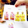 Shokugan Series Japanese Potato Chip Earrings - 925 Silver Cartoon Puffed Snacks for Women.