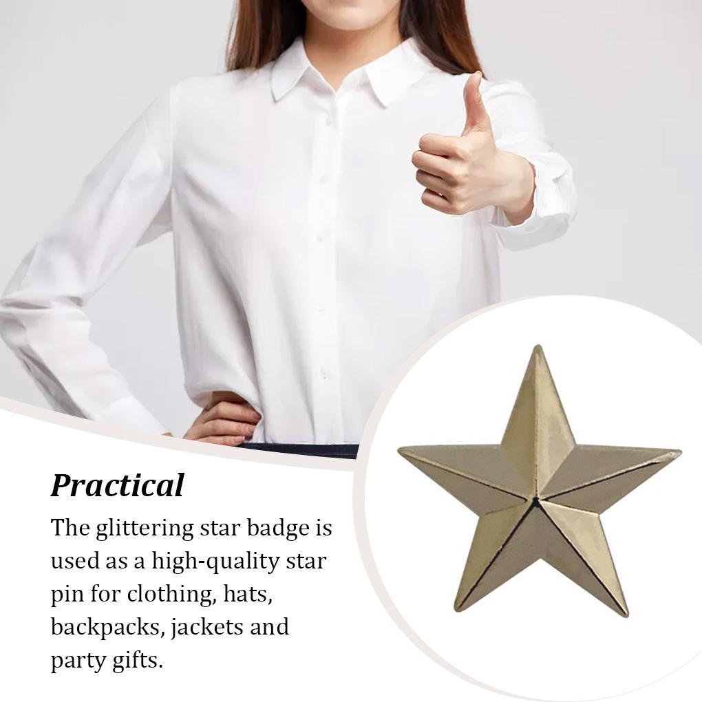 Five Pointed Star Badge Beautiful Alloy Tridimensional Design Eye-catching Shiny Durable Not Easy to Fade Lightweight Lapel Pins