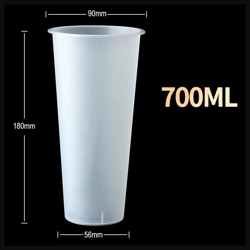 Thickened Plastic Transparent Cup Disposable Milk Tea Cupd Iced Coffee Latte Cold Drink Packaged Cup with Lid Hot and Cold Dual Use Drinking Utensils