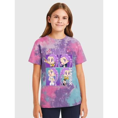 New Creative Colorful Pattern Printing Comfortable Soft Kids T-shirt Cute Kpop Demon Hunters Harajuku Boys Girls T-shirt