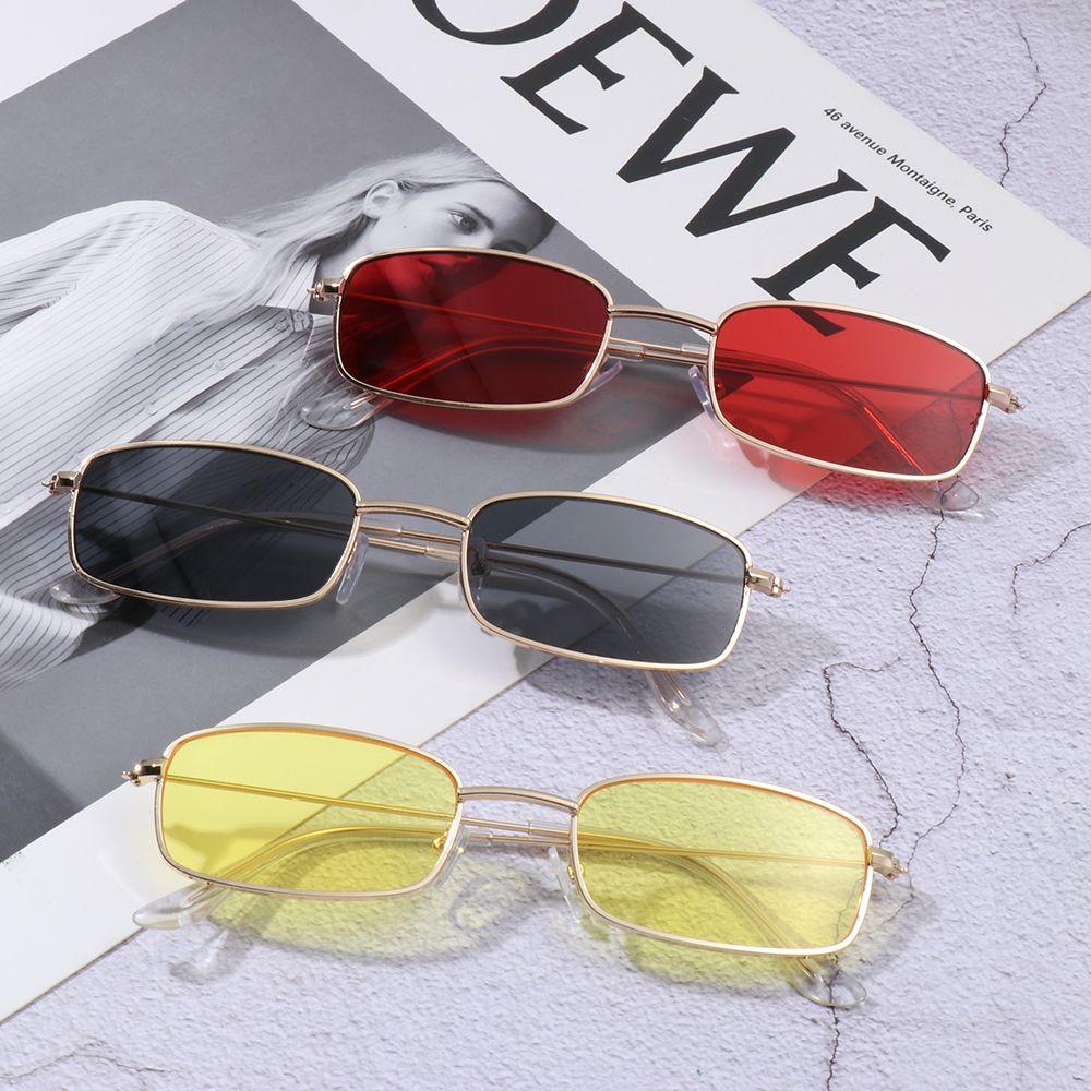 Goggles UV400 Clear Lens Metal Sun Glasses Small Oval Women's Sunglasses Vintage Rectangle Sunglasses Brand Shades