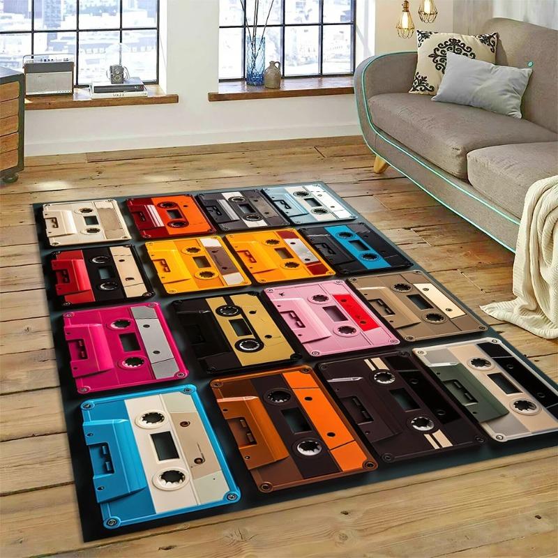 Casetă muzicală 3D Recorder retro CD Instrument Covor Covor pentru dormitor Living Decorat canapea, Decor copii Covoraș