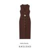 Kaslead New Women Clothes Western Style Fashion With Belt Crepe Midi Dress 3897166