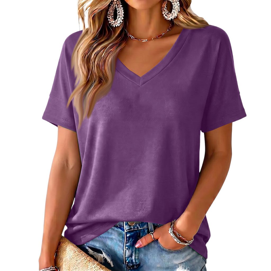 Women's V-Neck Printed Blouse, Lightweight Spring Summer Top