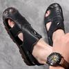 Baotou Beach Shoes, Genuine Leather Top Layer, Cowhide, Men's Summer Dual-use Sandals, Breathable and Non Slip Jelly Soft Soled Sandals