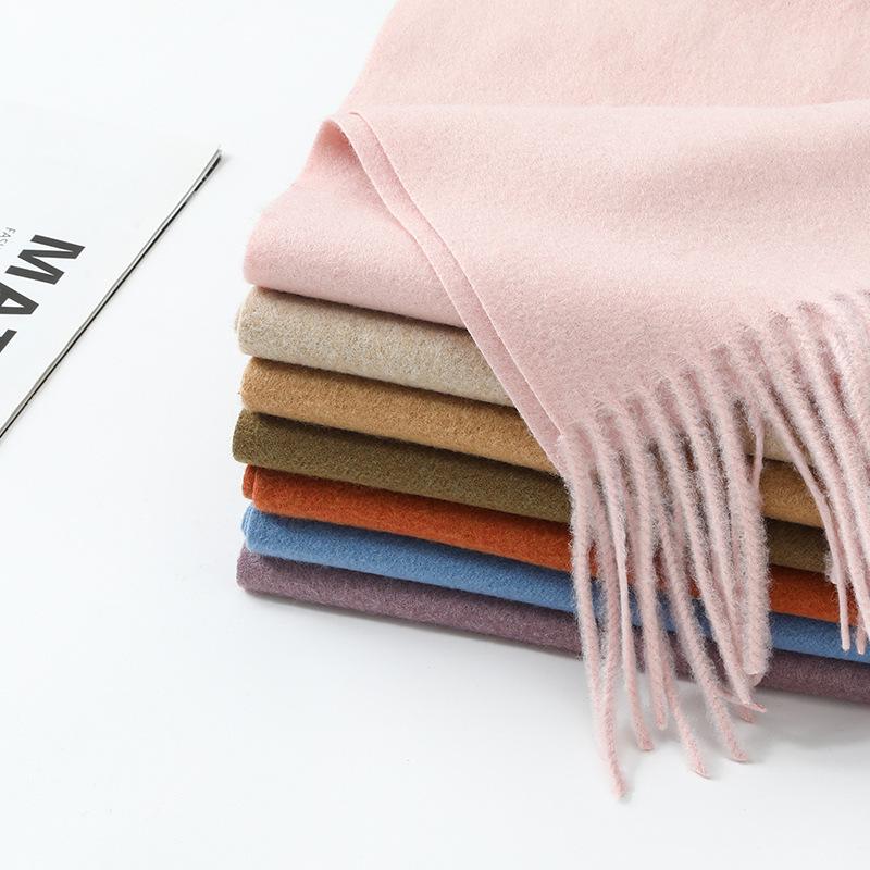 High-End Women's Wool Scarf - Cashmere Feel, Solid Color, Autumn/Winter, Unisex Versatile Shawl