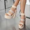 Shoes Woman Punk Style Chunky High Heels Platform Sandals Women Open Toe Slip On Stretch Ankle Strap Summer Female Zapatos Mujer