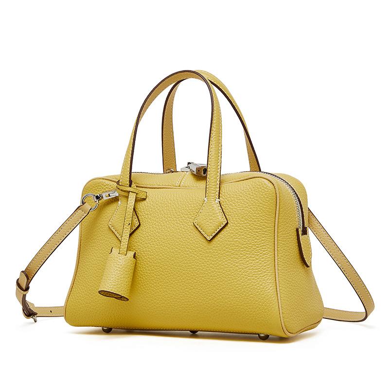 Imported TC Top Layer Cowhide Versatile Commuter Handbag Genuine Leather Boston Pillow Bag Textured Single Shoulder Women's Bag