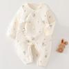 Newborn Baby Thick Padded Long Sleeve Lace Up Butterfly One Piece Cotton Romper