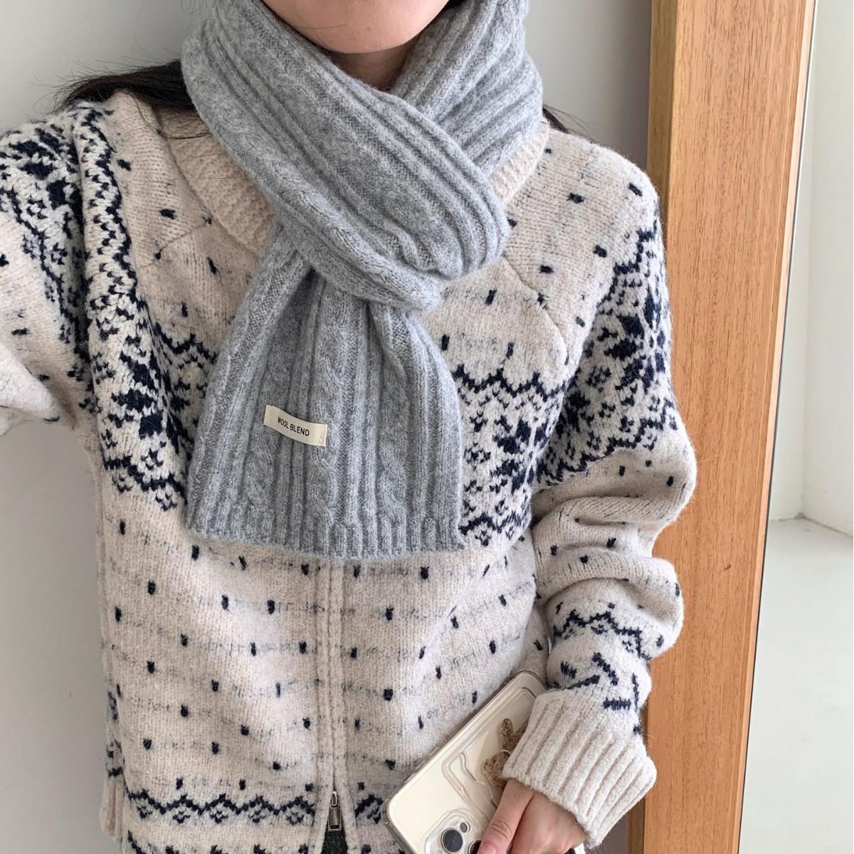 

New Style Twist Wool Scarf for Women Winter Knitted Solid Color Versatile New High End Korean Style College Trend