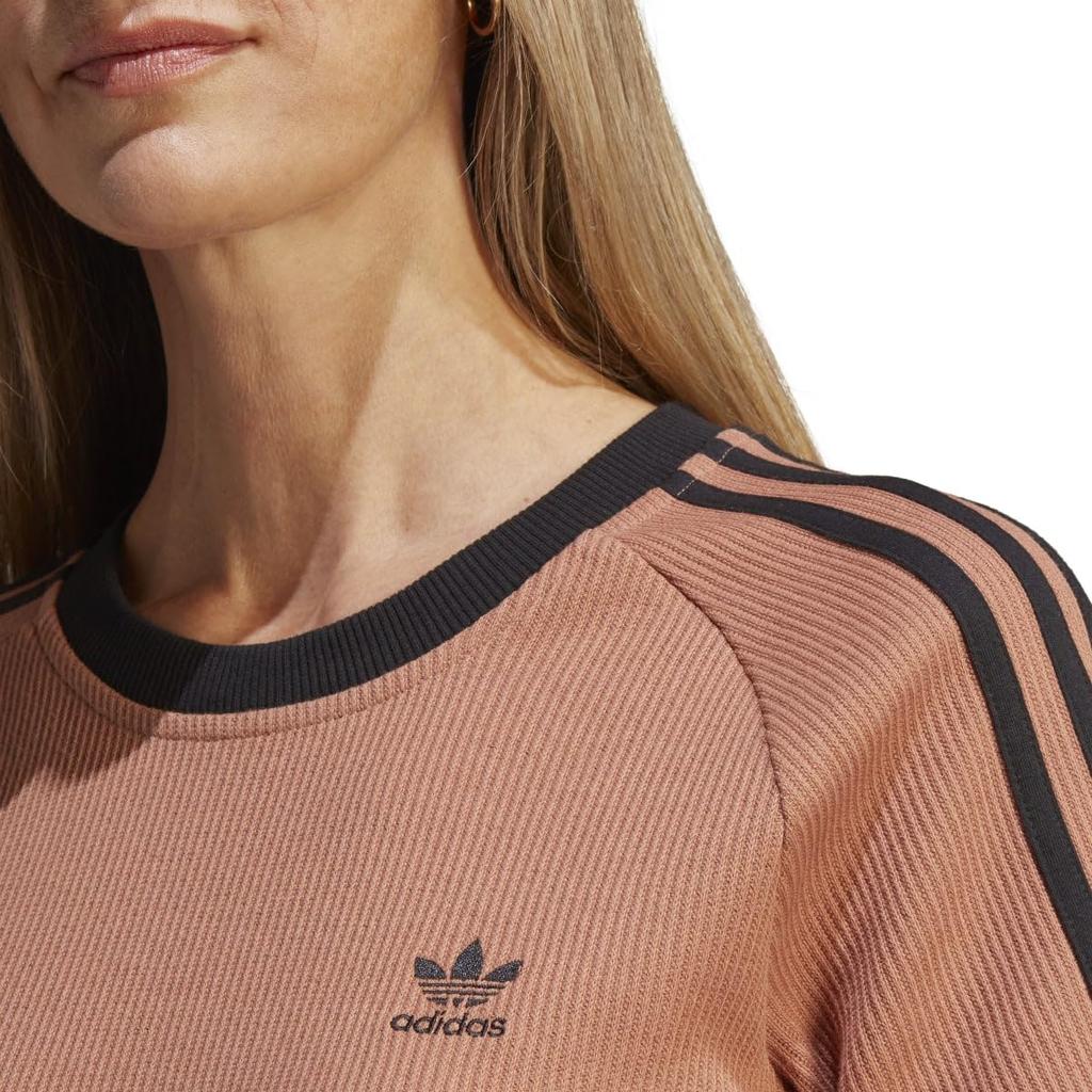 Adidas Originals Trei Dungi Slim Mânecă Scurtă 30 Maro [adidas Originals] Tricou J/L