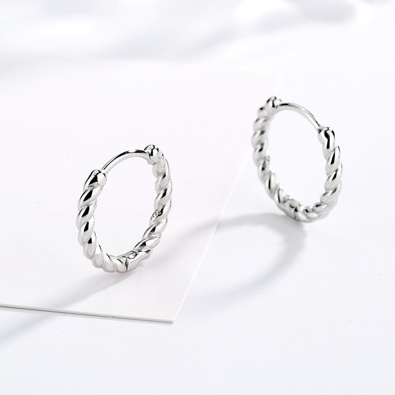 Korean Version of Stud Earrings Fashion Women's Circle Model, Ring Temperament Cold Wind Twist Rope Twist Ear Buckle Men's and Women's Models