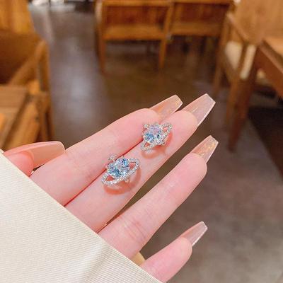 Elegante Planet Zirkon Ohrringe: 925er Silber, Mikro-Intarsien, trendiger koreanischer Stil
