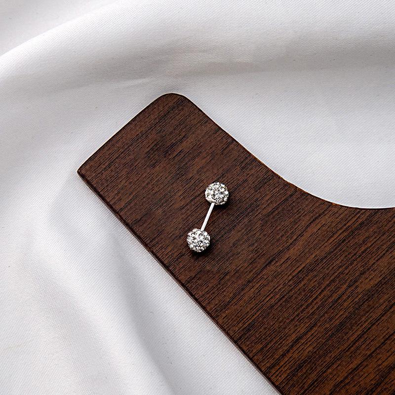 Silver Needle Spiral Cartilage Stud with Diamond for Women