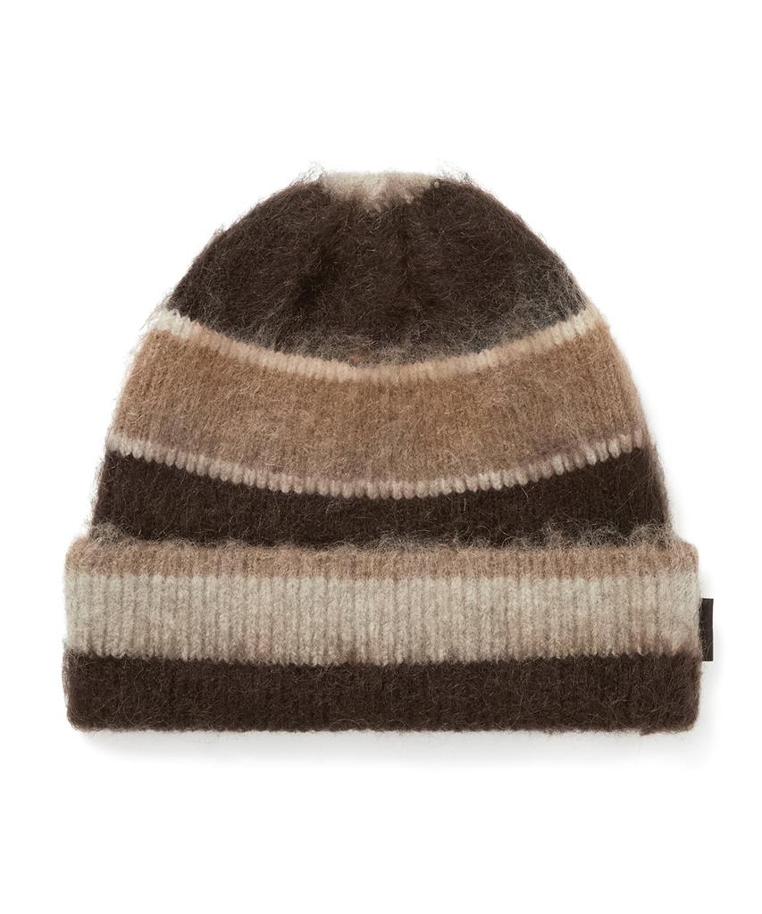 THISISNEVERTHAT Striped Mohair Beanie Brown