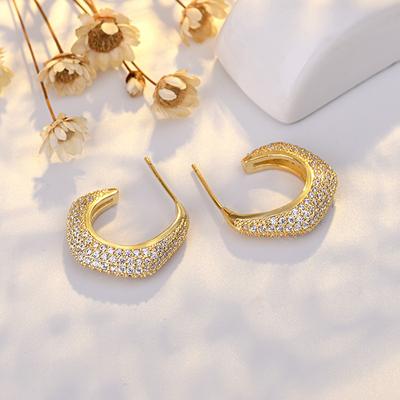 925 Sterling Silver Female Luxury Crystal Round Stud Earrings Vintage Wedding Jewelry White Zircon Stone Earrings For Women