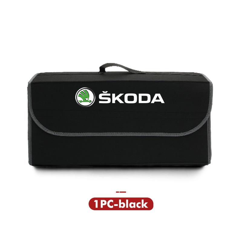 For Skoda Car Logo Trunk Storage Box Large Capacity Tool Organiser Bag Accessories S Kodiaq Octavia 2 3 Yeti Karoq Rapid Fabia