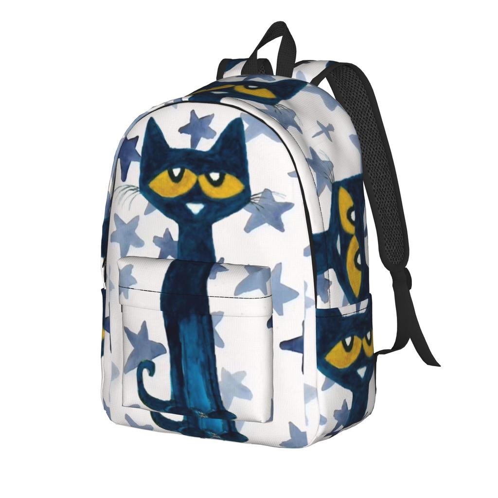 Cartoon Cat Pete the Cat  Backpack for Men Women Fashion High School Work Daypack  College Shoulder Bag Durable