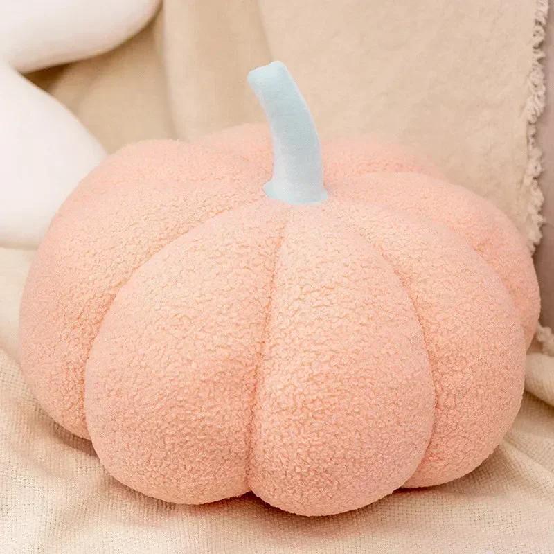 Cute Colorful Pumpkin Plush Throw Pillows Lamb Fleece Pumpkin Home Decor Throw Pillow Living Room Bedroom Decorative Cushion Ins