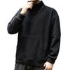Men's Casual Solid Color Round-neck Long-sleeved Pocket Sweatshirt, Men's Fleece Thickened Warm High-neck Sweatshirt