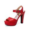 Peep Toe Sandals Women for Walking Ladies Super High Heels Shoes 2025 Summer New Concise Big Size 47 48 49 50 Leather Footwear